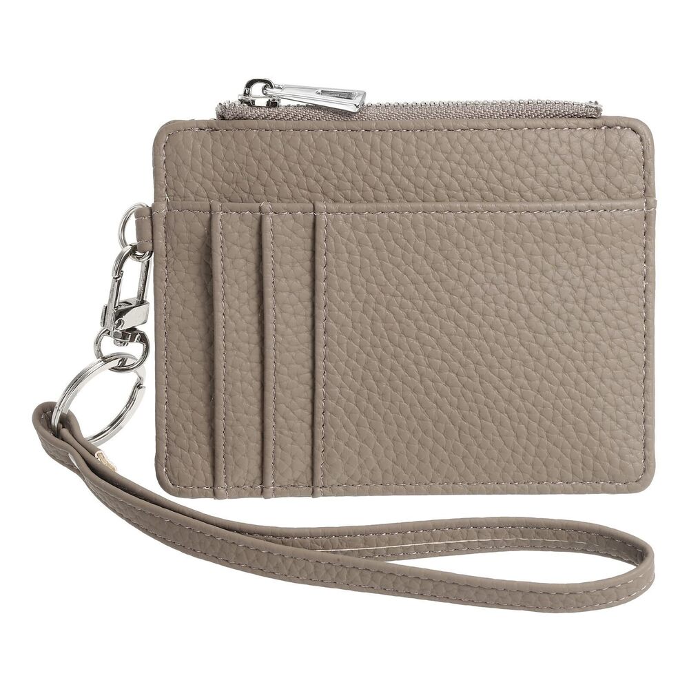 3349 Credit Card Wallet with Keychain Wristlet Strap, PU Leather Card